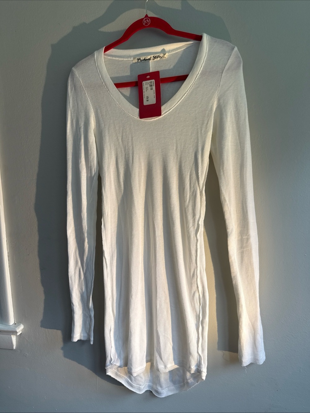 NWT Michael Stars EverEve Seamed White Long Sleeve Scoop Ribbed Tee
